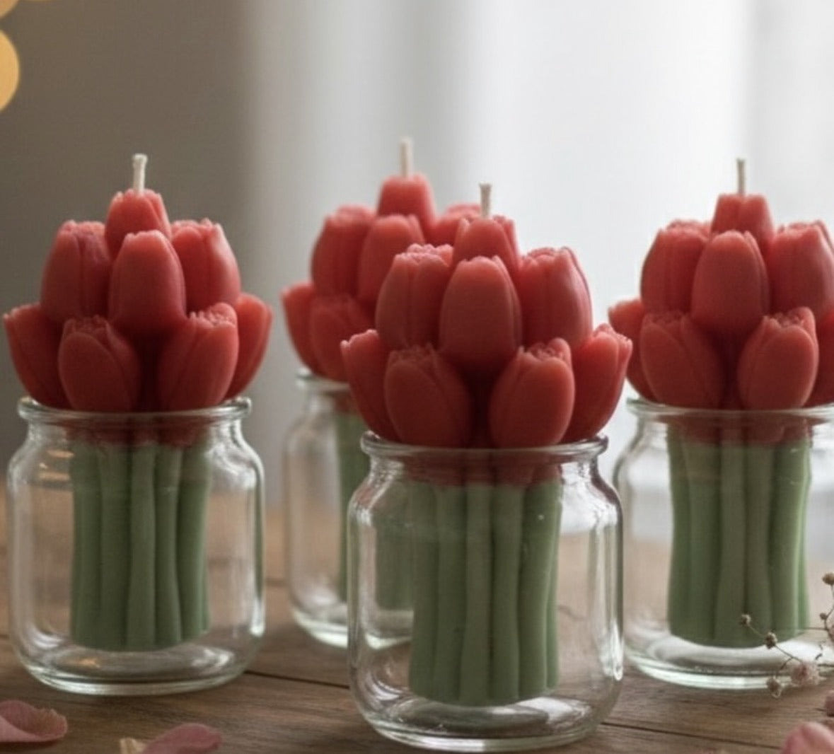 Crimson Tulip Bouquet Candle