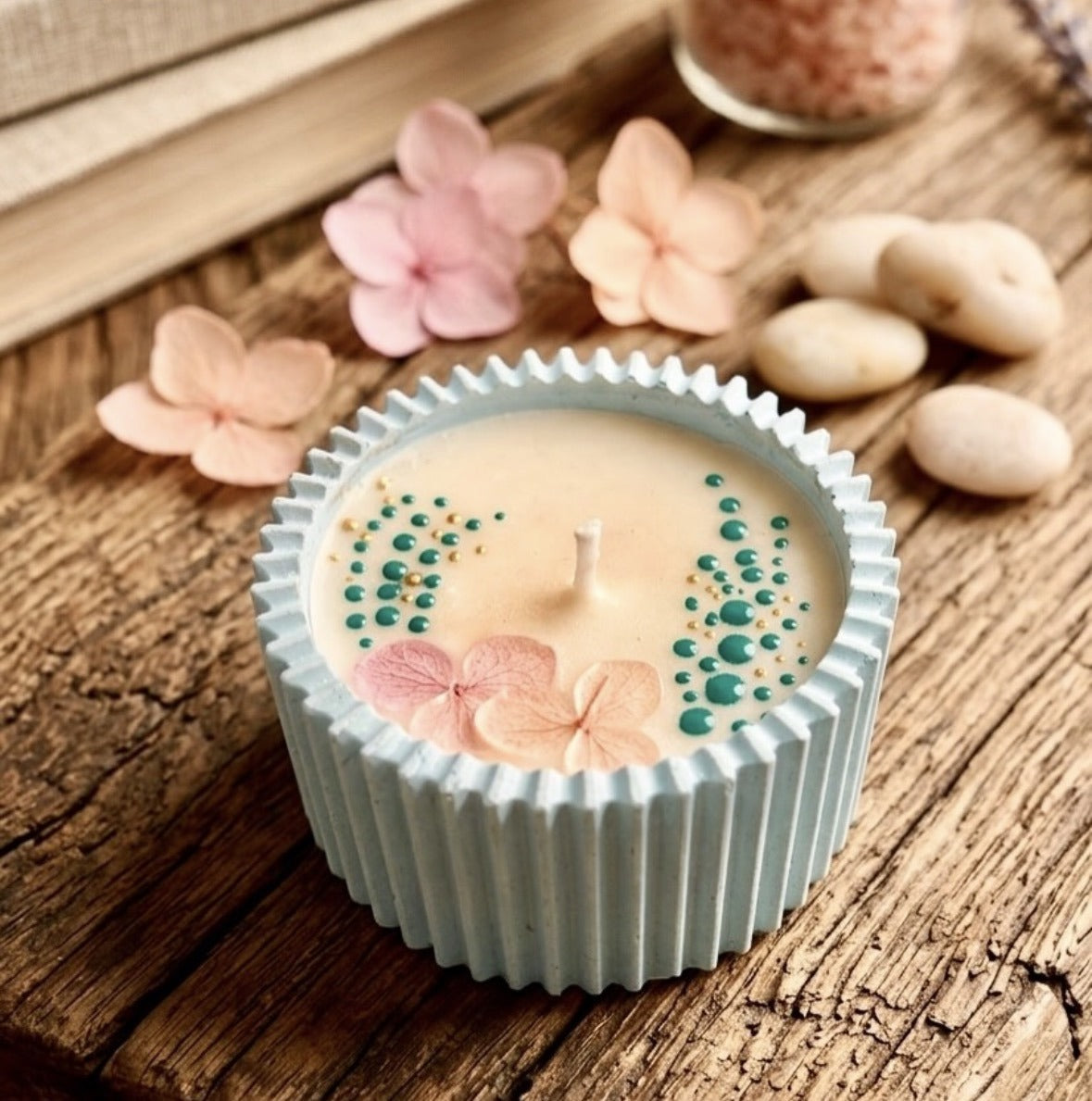 Pastel Blossom Ribbed Bowl Candle