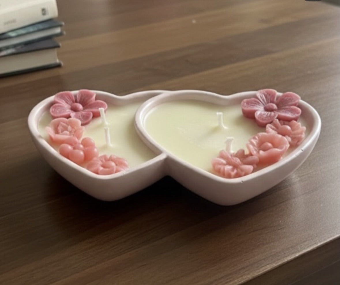 Twin Heart Blossom Candle