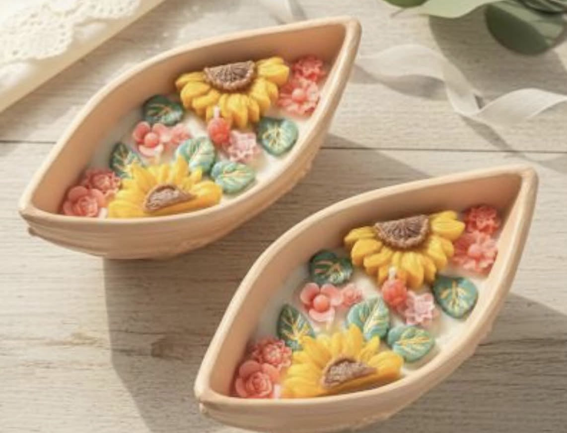 Leaf Garden Concrete Candle Pair