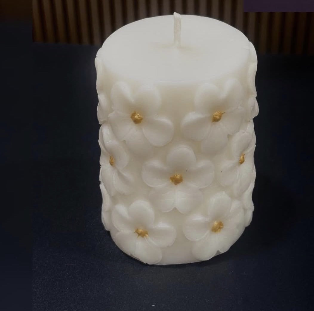 Daisy Embossed Pillar Candle