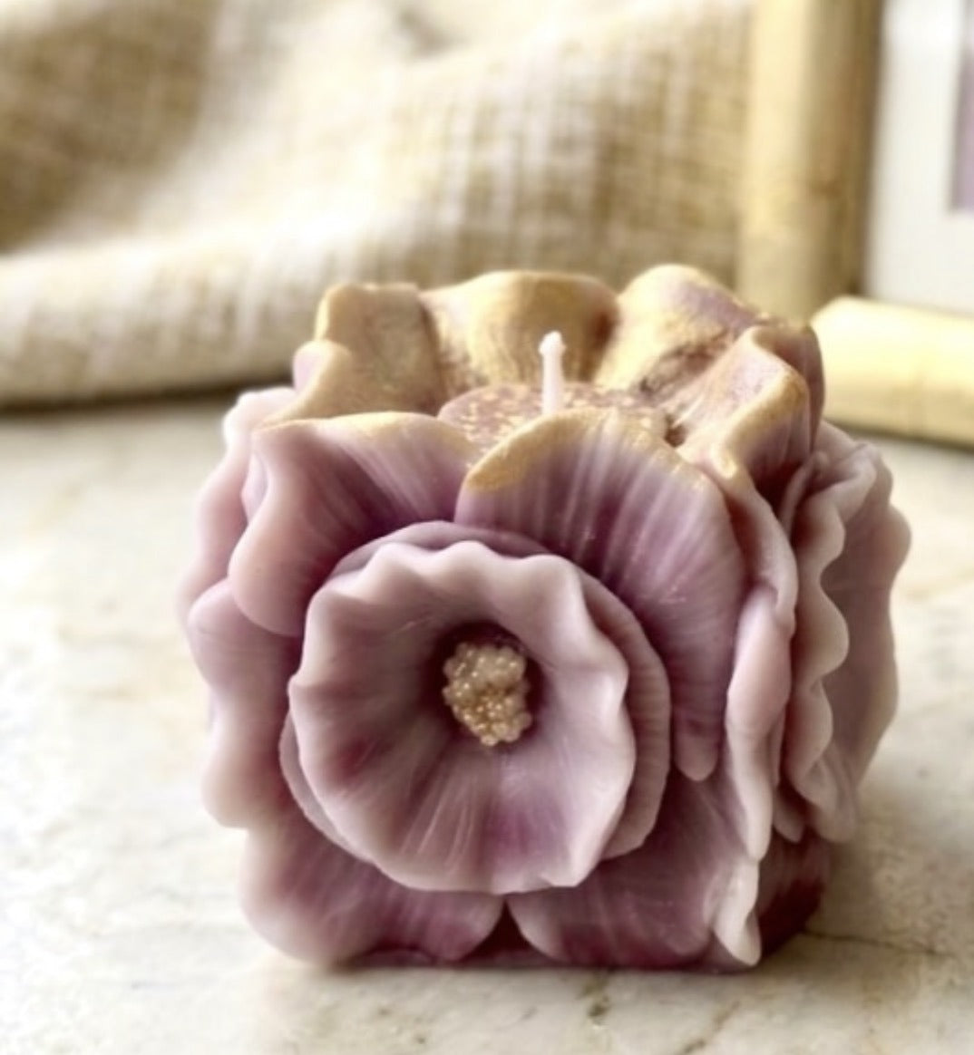Mauve Blossom Block Candle