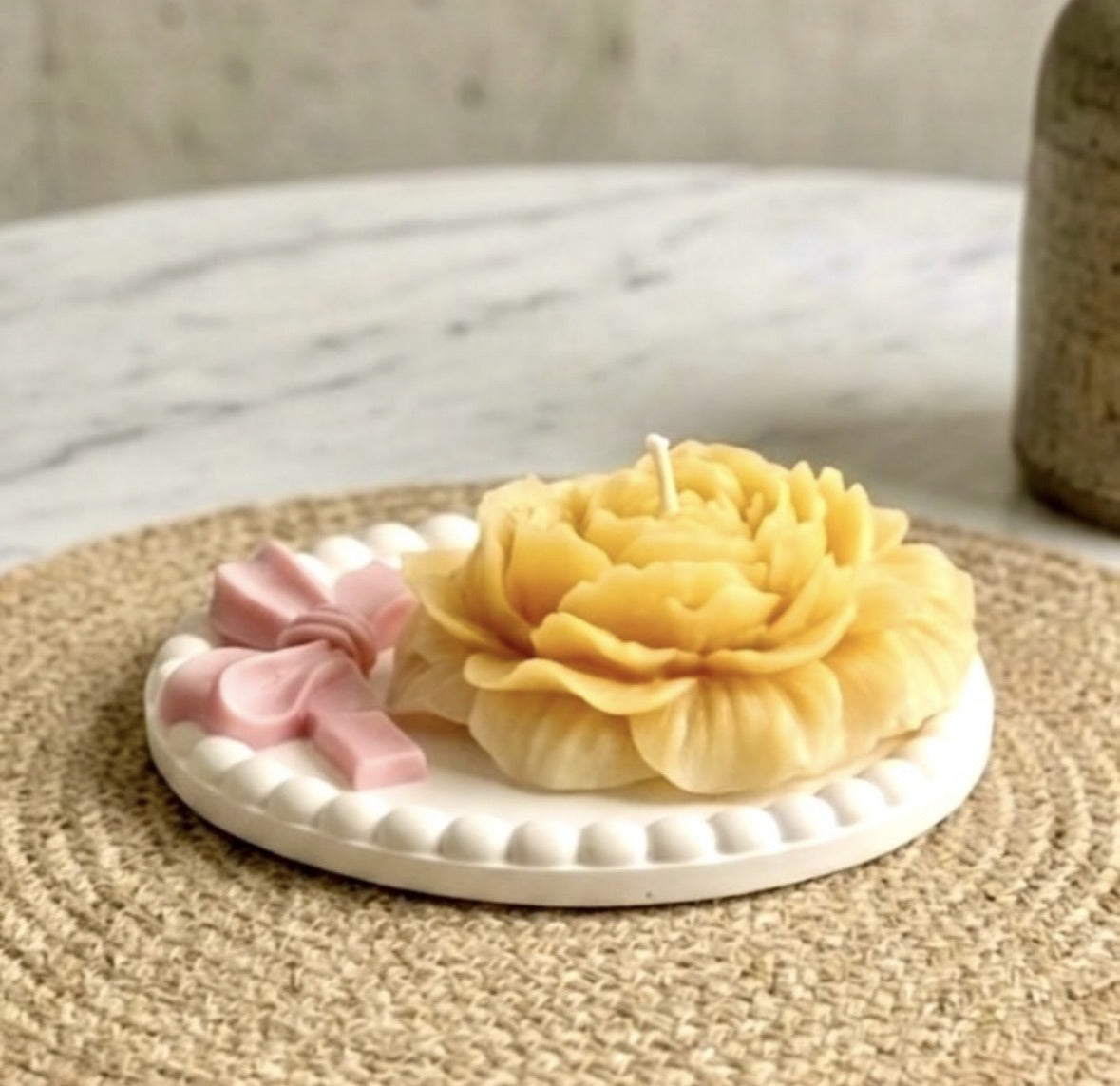 Petite Rose Plate Candle Set